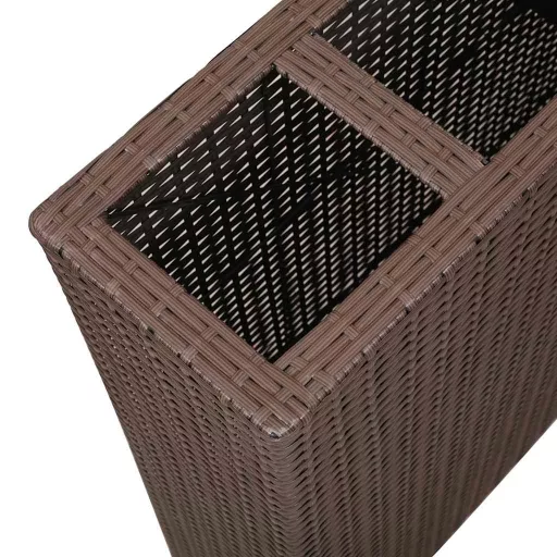 Barna polyrattan kerti magaságyás 4 kaspóval