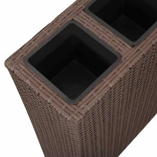 Barna polyrattan kerti magaságyás 4 kaspóval