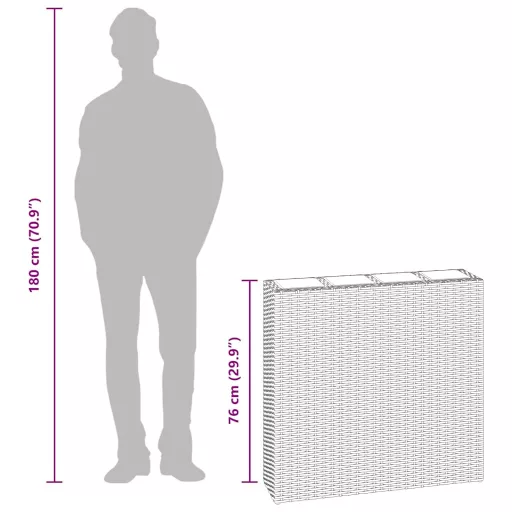 Barna polyrattan kerti magaságyás 4 kaspóval