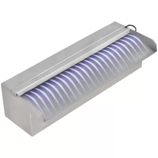 Négyszögletes rozsdamentes acél medence szökőkút LED fényekkel 30 cm