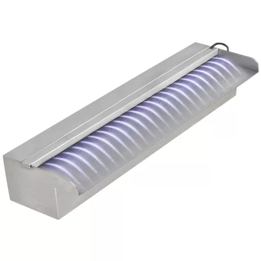 Négyszögletes rozsdamentes acél medence szökőkút LED fényekkel 45 cm
