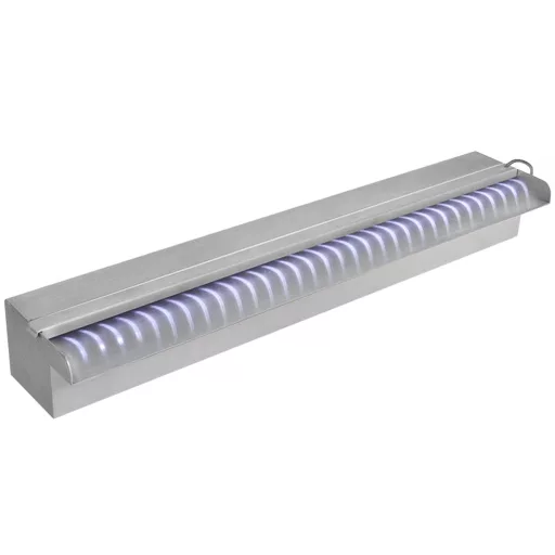Négyszögletes rozsdamentes acél medence szökőkút LED fényekkel 60 cm