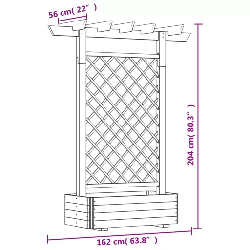 Fa virágtartó pergola 162 x 56 x 204 cm