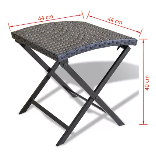 Fekete összecsukható polyrattan ülőke