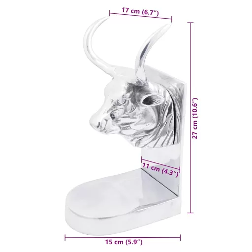 Könyvtámaszok 2 pcs Ezüst 17 x 15 x 27 cm Alumínium