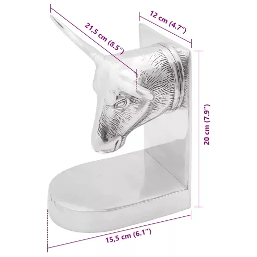 Könyvtámaszok 2 pcs Ezüst 21,5 x 15,5 x 20 cm Alumínium