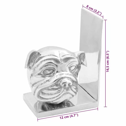 Könyvtámaszok 2 pcs Ezüst 8 x 12 x 16,5 cm Alumínium
