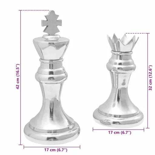 Szobrok 2 pcs Ezüst 17 x 17 x 42 cm Alumínium
