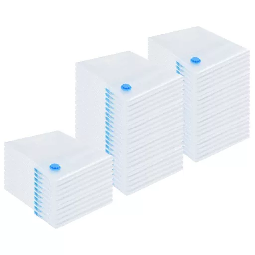 Tárolótáskák tárolóval 50 pcs Átlátszó és Kék 100 x 80 cm