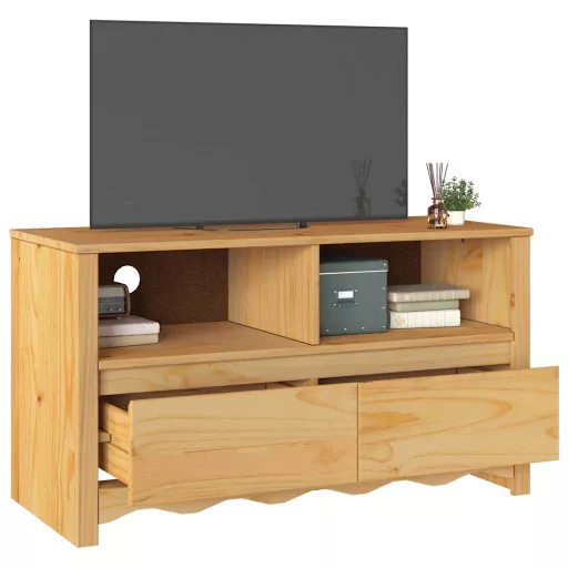 TV szekrény Drammen Tölgy színű 99 x 43 x 55 cm Tömör fenyőfa