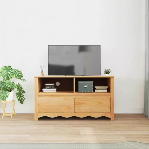 TV szekrény Drammen Tölgy színű 99 x 43 x 55 cm Tömör fenyőfa