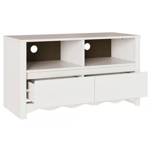 TV szekrény fiókkal Drammen Fehér 99 x 43 x 55 cm Tömör fenyőfa