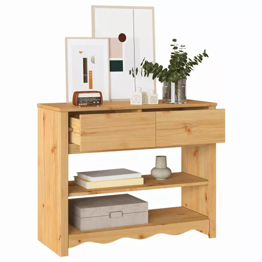 Konzolasztal fiókkal Drammen Tölgy színű 89,5 x 37 x 73 cm