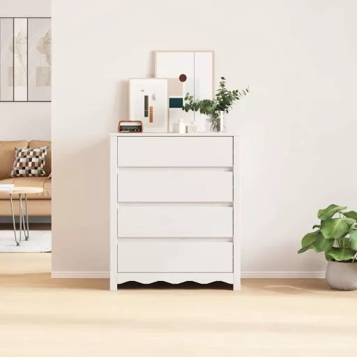 Fiókos szekrény Drammen Fehér 76,5 x 40 x 91 cm Tömör fenyőfa
