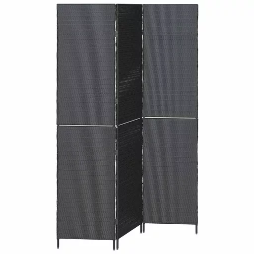 Szobaelválasztó Fekete 146 x 180 cm polirattan