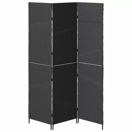 Szobaelválasztó Fekete 146 x 180 cm polirattan