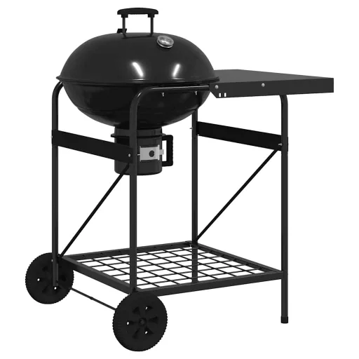 Kültéri grill kerékkel Fekete 91 x 71 x 107 cm Fém