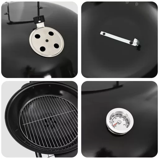 Kültéri grill kerékkel Fekete 91 x 71 x 107 cm Fém