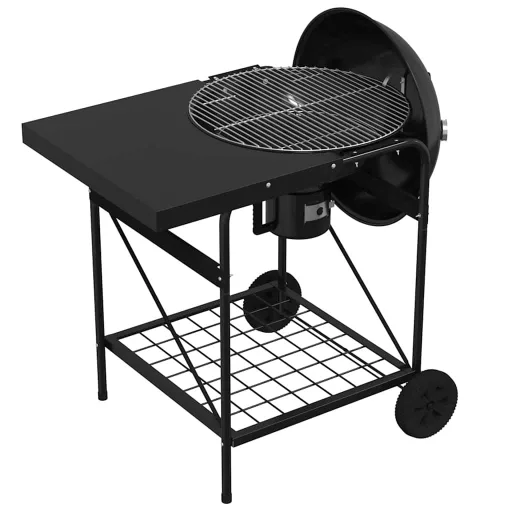 Kültéri grill kerékkel Fekete 91 x 71 x 107 cm Fém