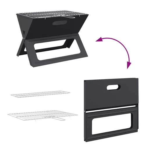 Kültéri grill Fekete 46 x 31 x 31 cm Acél