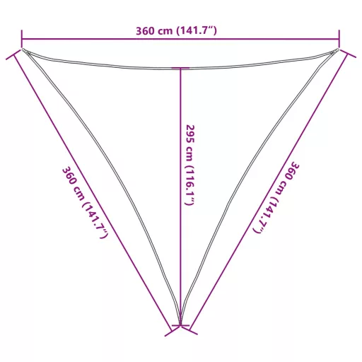 3,6x3,6x3,6 m háromszög alakú bézs HDPE napernyő