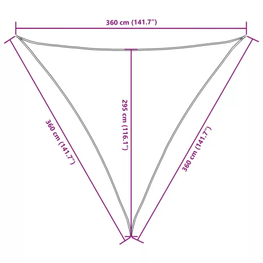 Krémszínű oxford szövet napvitorla 3,6 x 3,6 x 3,6 m