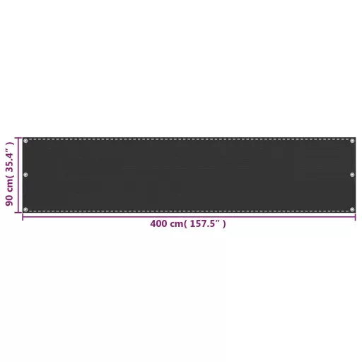 Balkon napellenző HDPE 90x400 cm Antracit