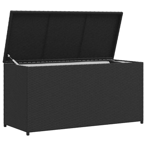 Fekete polyrattan kerti tárolóláda 120 x 50 x 60 cm