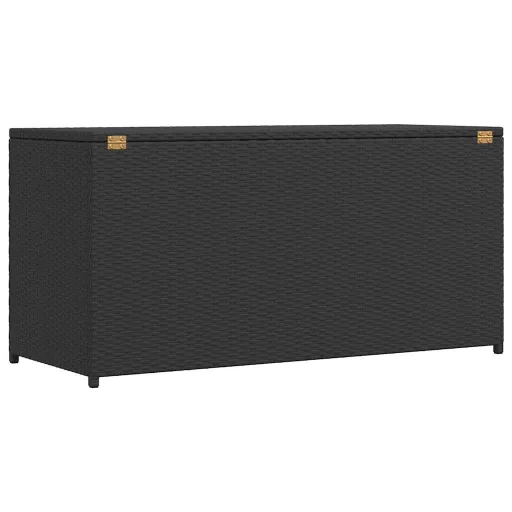 Fekete polyrattan kerti tárolóláda 120 x 50 x 60 cm
