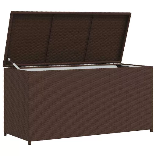 Barna polyrattan kerti tárolóláda 120 x 50 x 60 cm