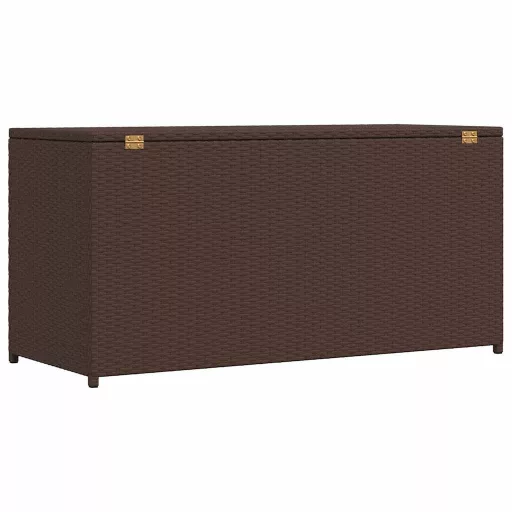 Barna polyrattan kerti tárolóláda 120 x 50 x 60 cm