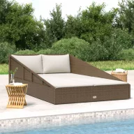Barna polyrattan kerti ágy 110 x 200 cm