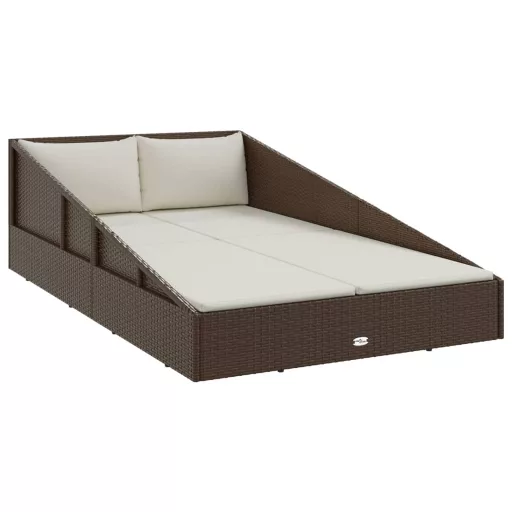 Barna polyrattan kerti ágy 110 x 200 cm