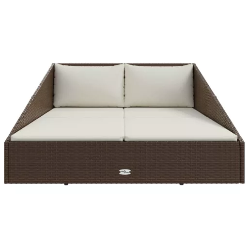 Barna polyrattan kerti ágy 110 x 200 cm