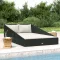 Fekete polyrattan kerti ágy 110 x 200 cm