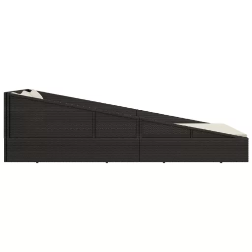 Fekete polyrattan kerti ágy 110 x 200 cm