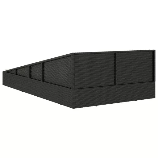 Fekete polyrattan kerti ágy 110 x 200 cm
