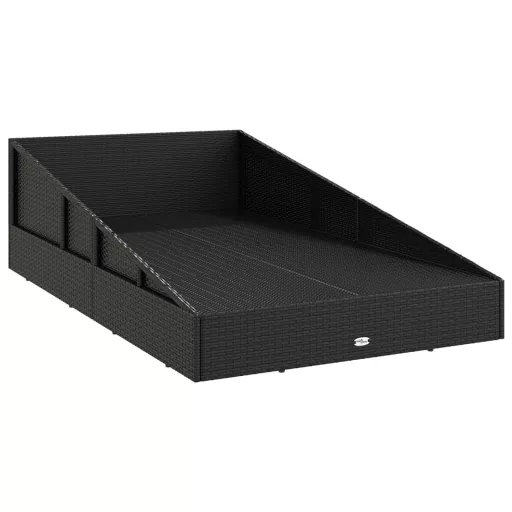 Fekete polyrattan kerti ágy 110 x 200 cm