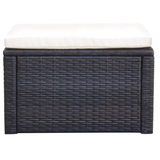 Barna polyrattan ottomán zsámoly 53x53x30 cm