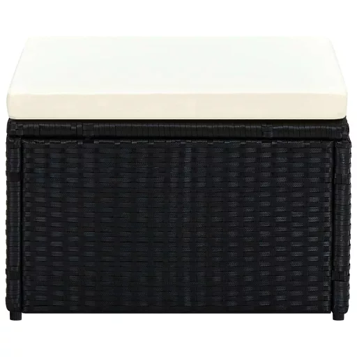 Fekete polyrattan ottomán zsámoly 53x53x30