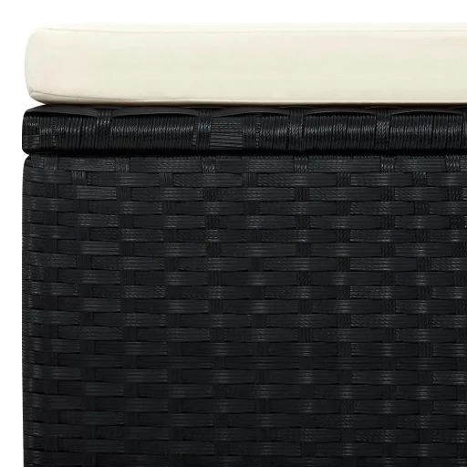Fekete polyrattan ottomán zsámoly 53x53x30