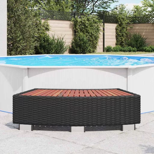 Polyrattan, fekete Spa fellépő 92x45x25 cm