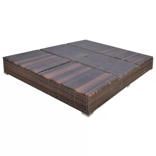 Barna polyrattan napozóágy napernyővel