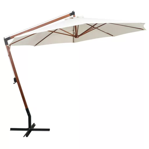 Fehér lógó napernyő fa rúddal 350 cm