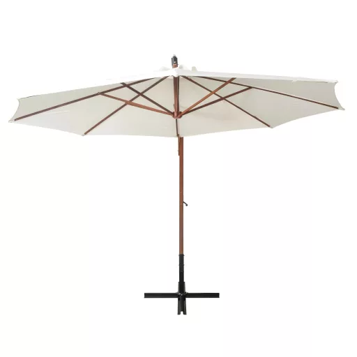 Fehér lógó napernyő fa rúddal 350 cm