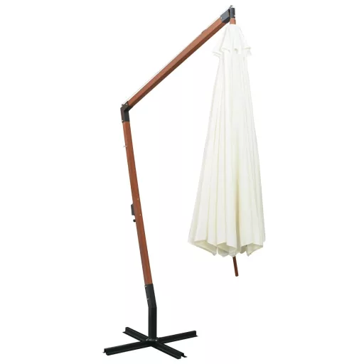 Fehér lógó napernyő fa rúddal 350 cm