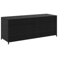 Fekete polyrattan kerti tárolóláda 150 x 50 x 60 cm
