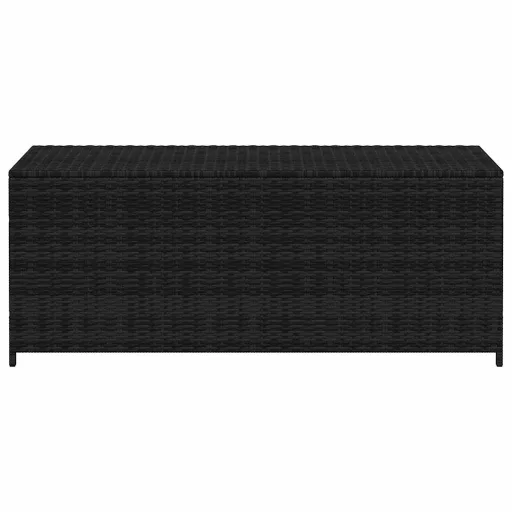 Fekete polyrattan kerti tárolóláda 150 x 50 x 60 cm