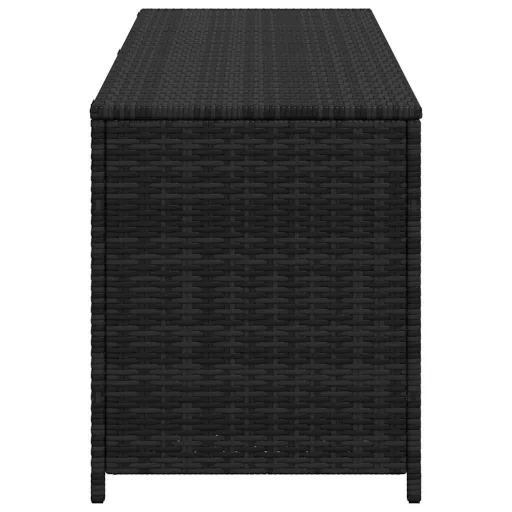 Fekete polyrattan kerti tárolóláda 150 x 50 x 60 cm