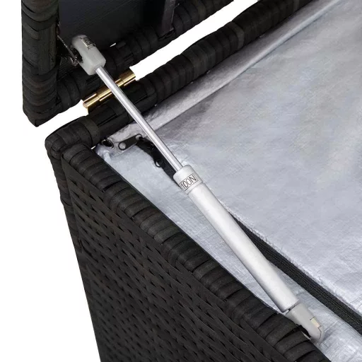 Fekete polyrattan kerti tárolóláda 150 x 50 x 60 cm